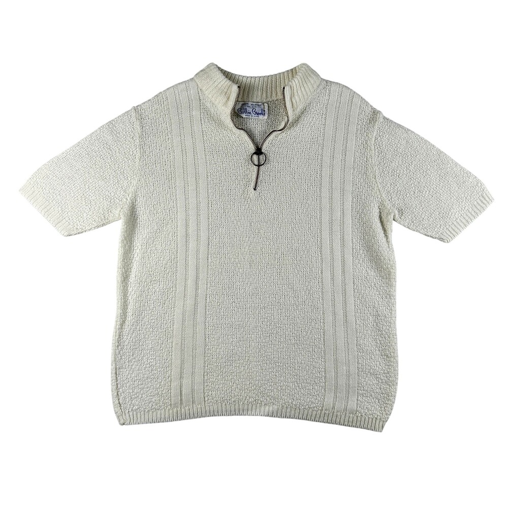 Vintage Bobbie Brooks Sweater Womens XS Short Sleeve Mock Neck 1/4 Zip 80s Knit